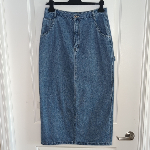 Paul Harris Blue Denim Carpenter Style Maxi Skirt Vintage Retro Y2K 12 - Picture 8 of 12